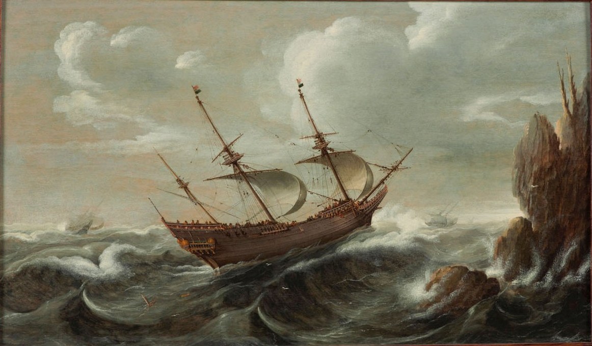 A Dutch Pinnace in Rough Seas, Cornelis Verbeeck, c. 1680  wikimedia commons.